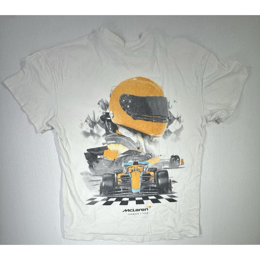 McLaren Shirt Mens Large White MCL60 2023 Formula 1 Racing Car Graphic Tee
